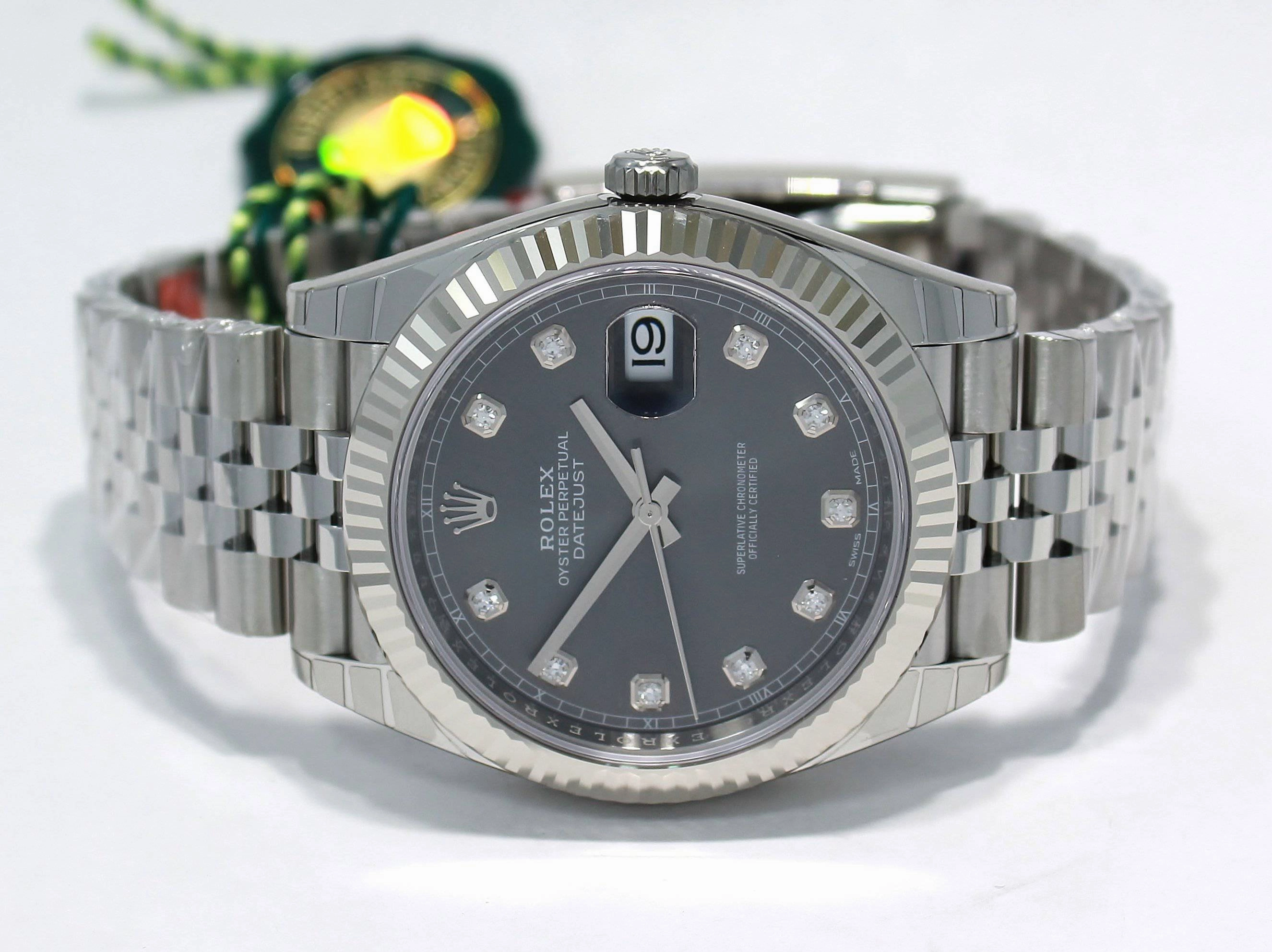 Rolex Datejust 126334 41mm Jubilee Rhodium Diamond Dial 18K White Gold Bezel NEW