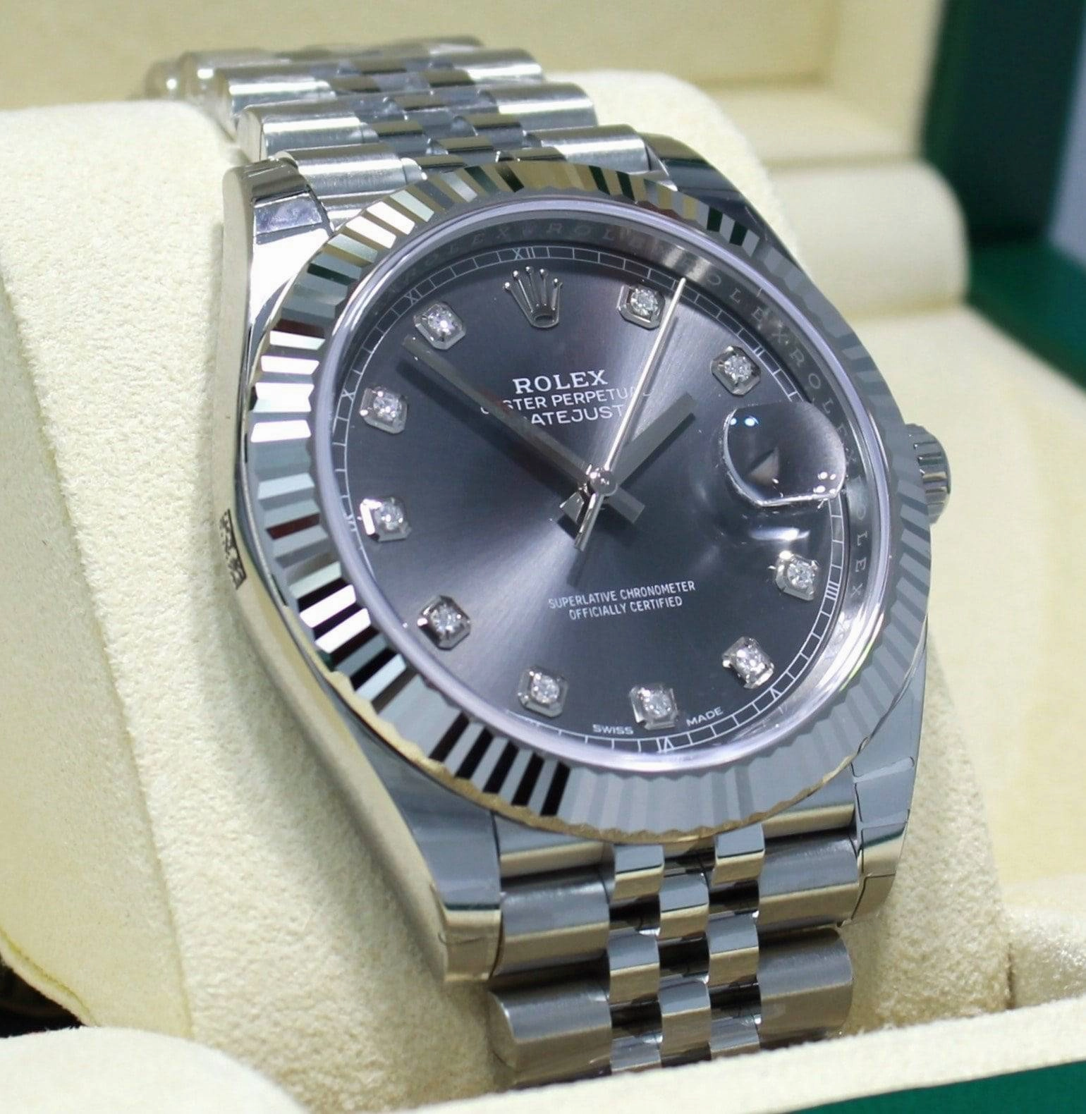 Rolex Datejust 126334 41mm Jubilee Rhodium Diamond Dial 18K White Gold Bezel NEW