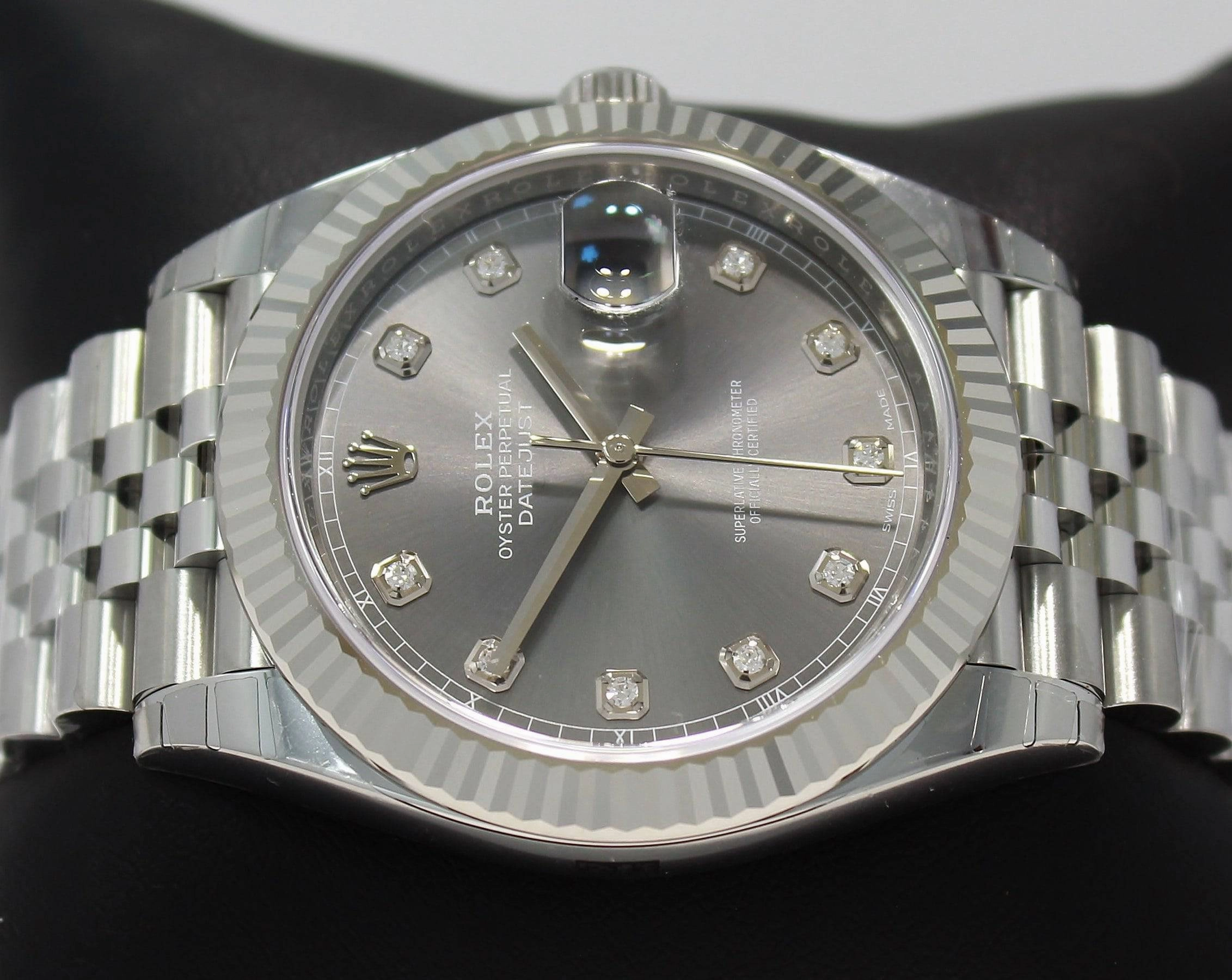 Rolex Datejust 126334 41mm Jubilee Rhodium Diamond Dial 18K White Gold Bezel NEW