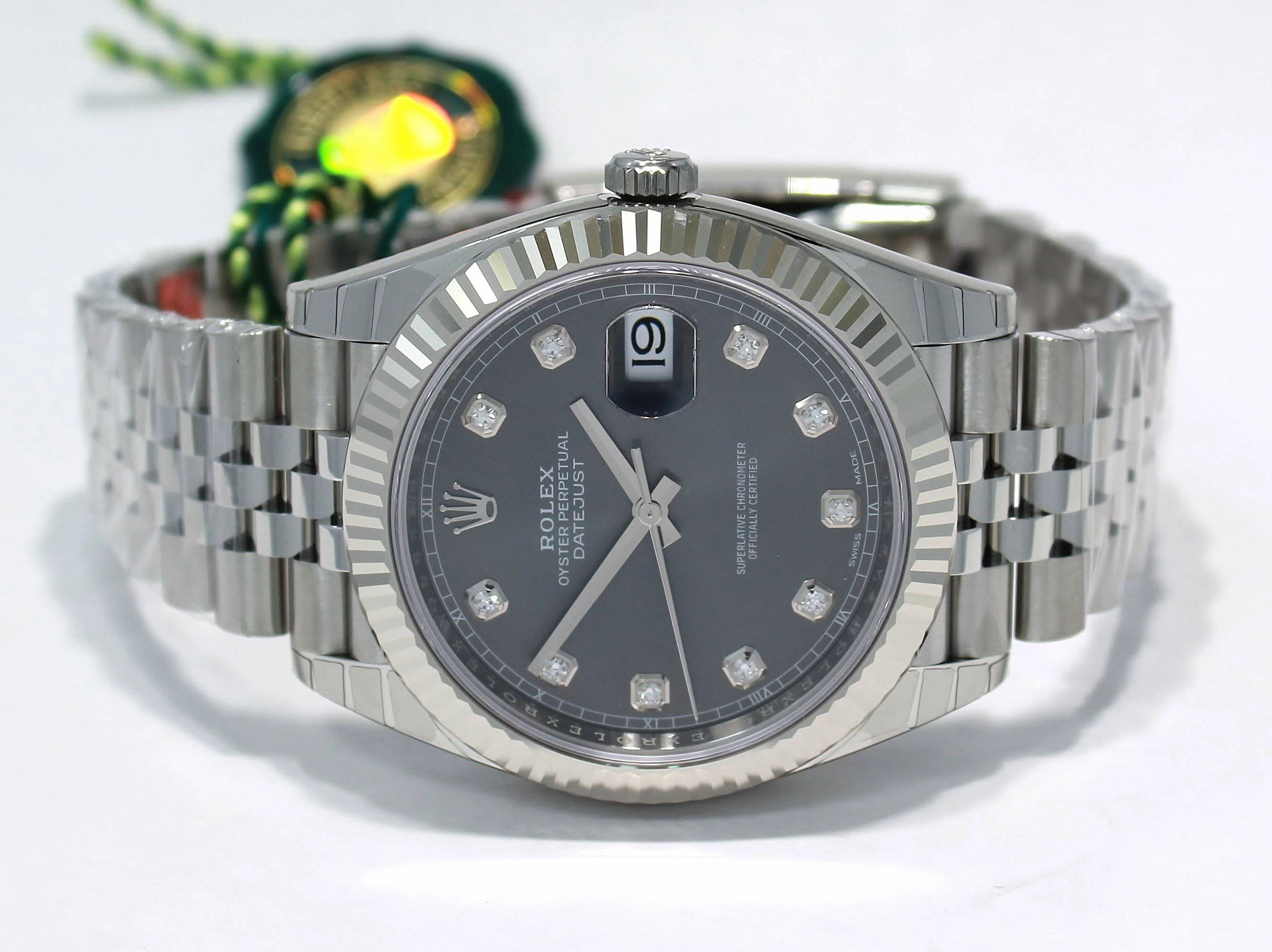 Rolex Datejust 126334 41mm Jubilee Rhodium Diamond Dial 18K White Gold Bezel NEW