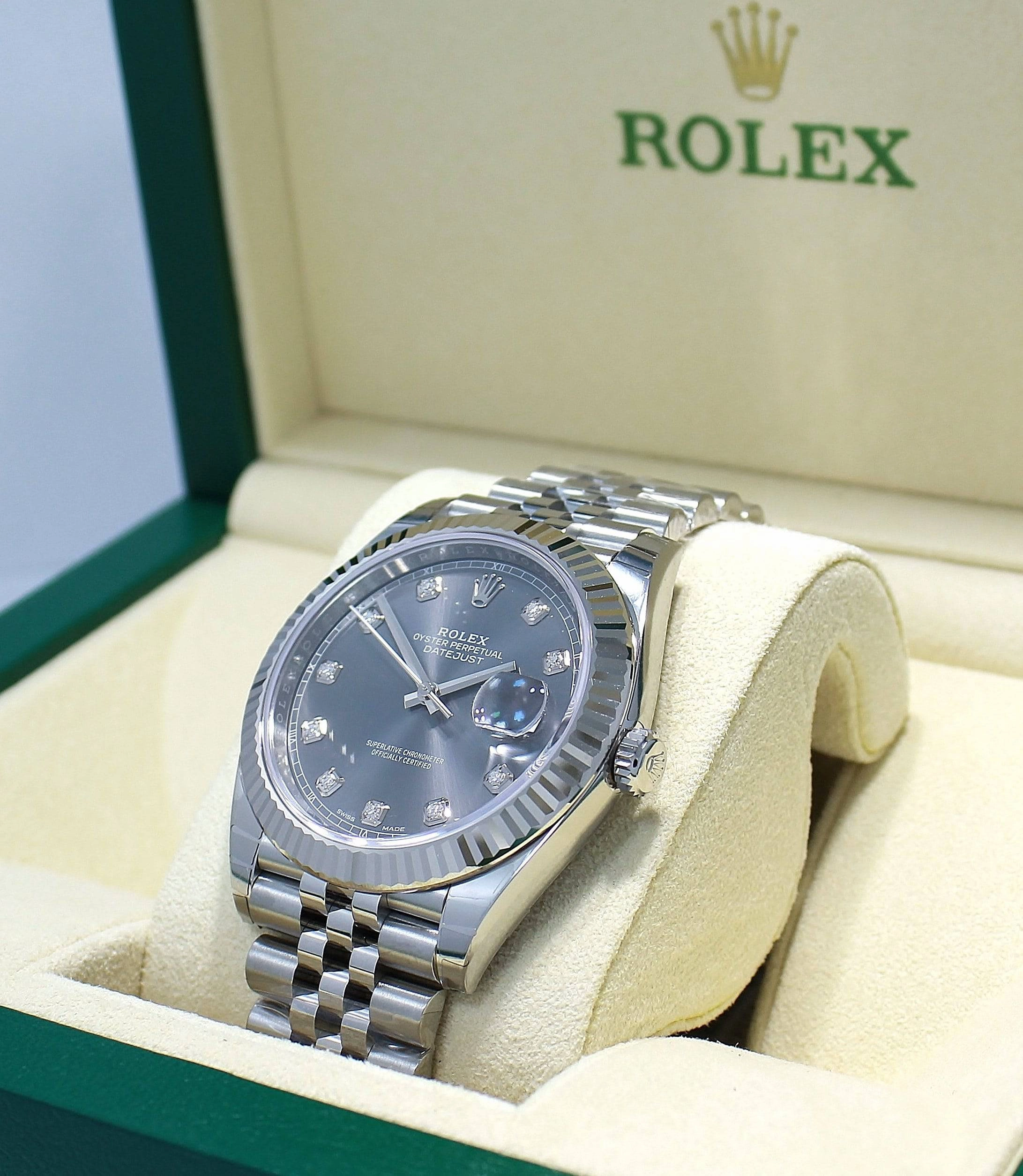 Rolex Datejust 126334 41mm Jubilee Rhodium Diamond Dial 18K White Gold Bezel NEW