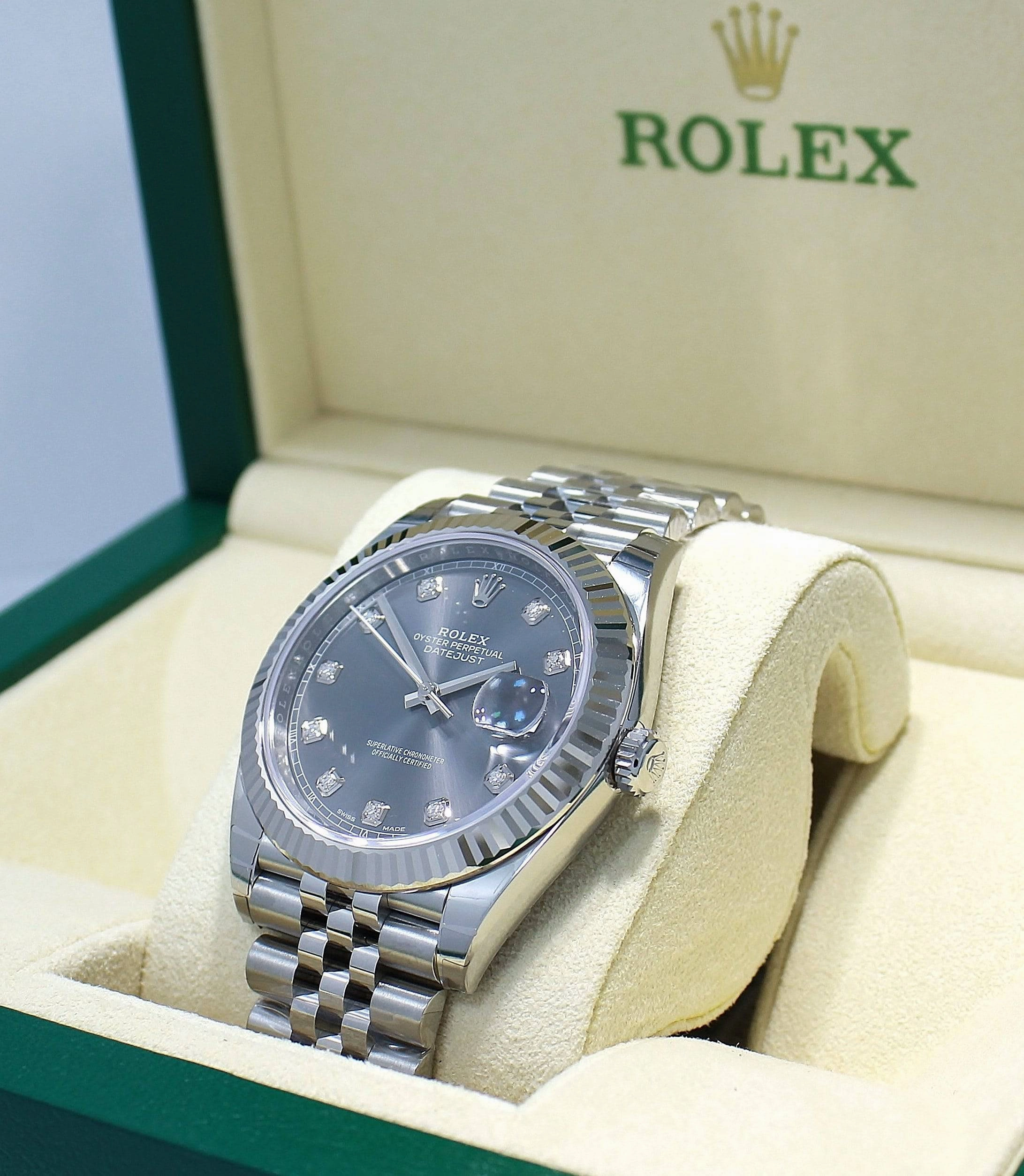 Rolex Datejust 126334 41mm Jubilee Rhodium Diamond Dial 18K White Gold Bezel NEW