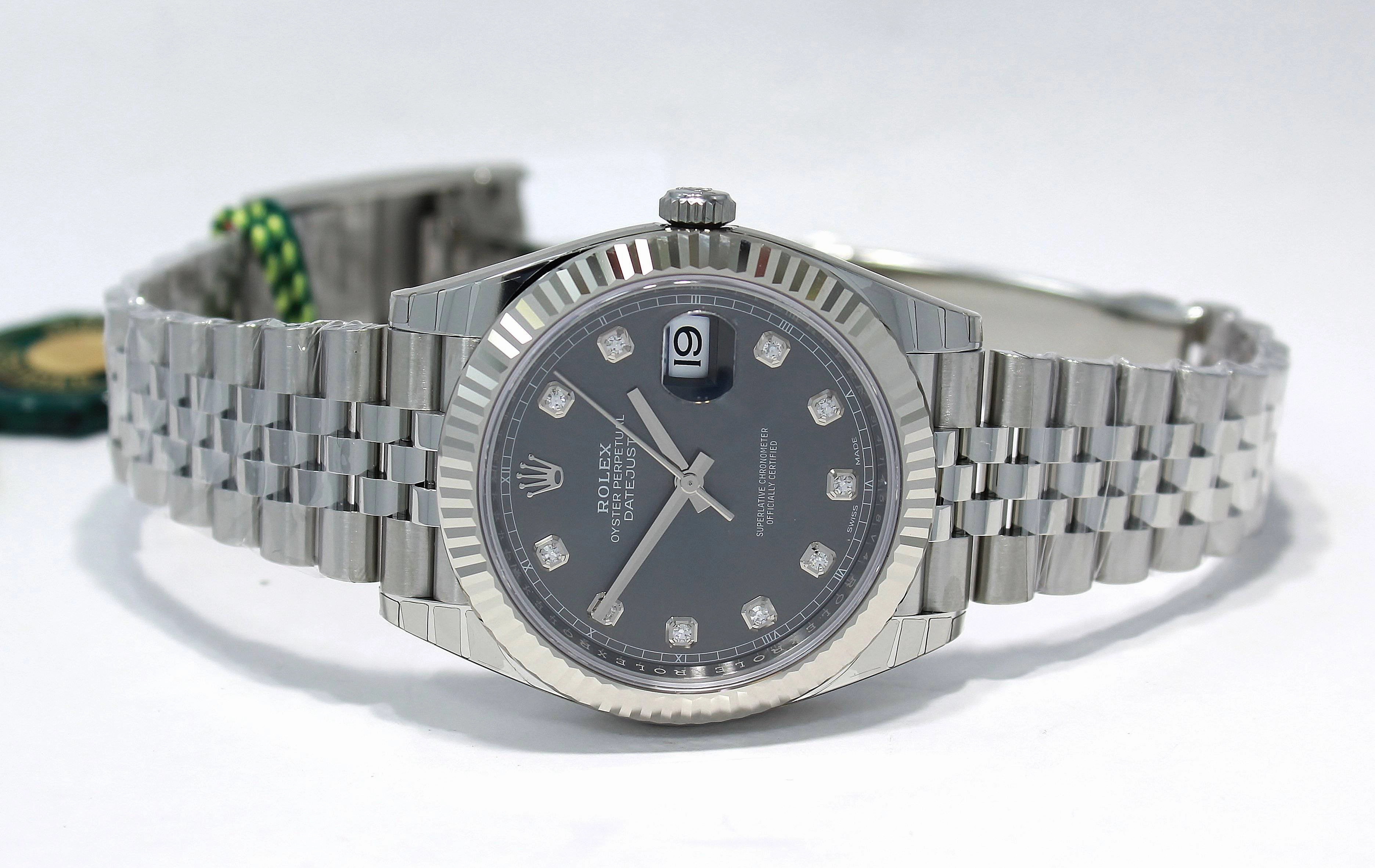Rolex Datejust 126334 41mm Jubilee Rhodium Diamond Dial 18K White Gold Bezel NEW
