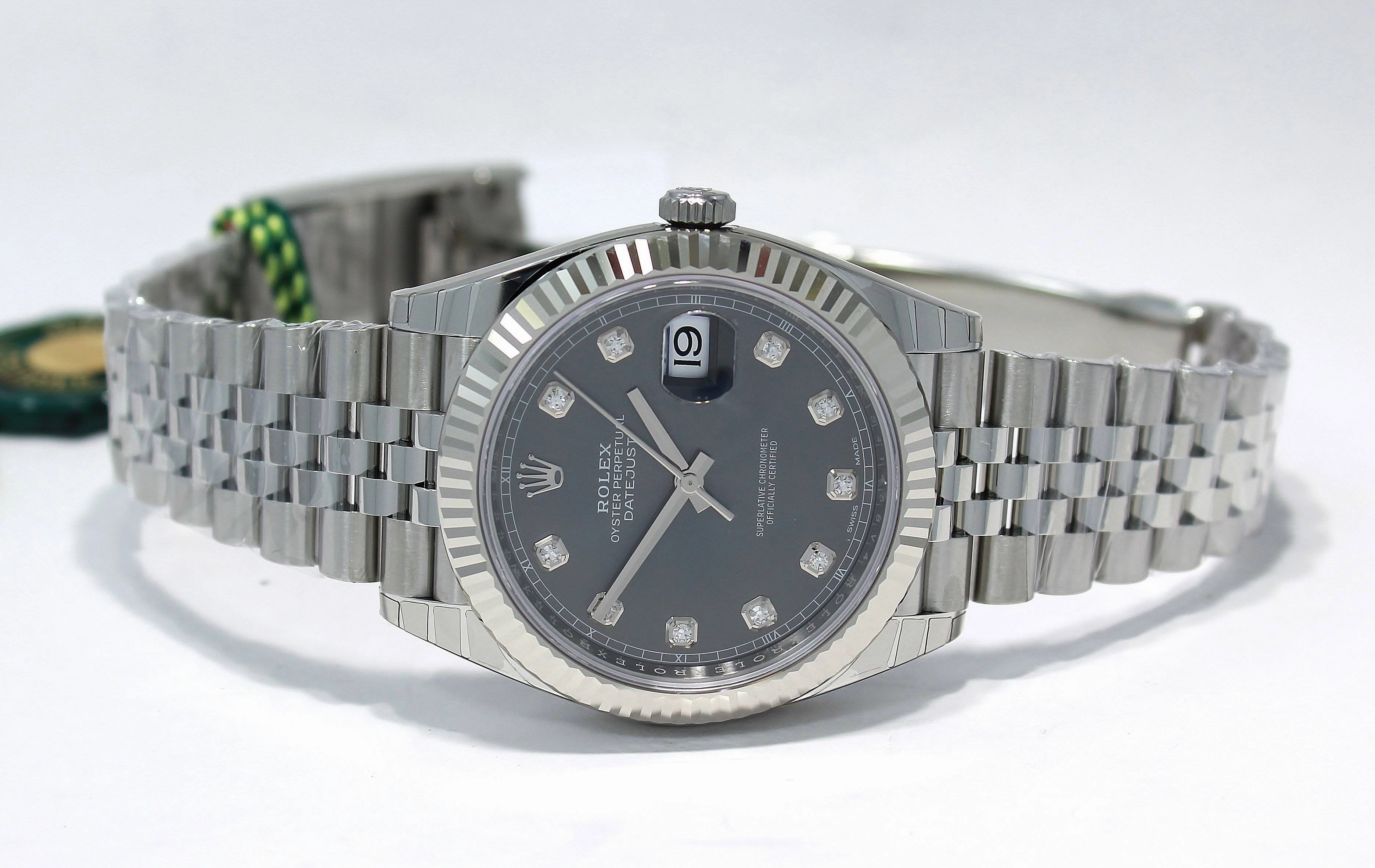 Rolex Datejust 126334 41mm Jubilee Rhodium Diamond Dial 18K White Gold Bezel NEW