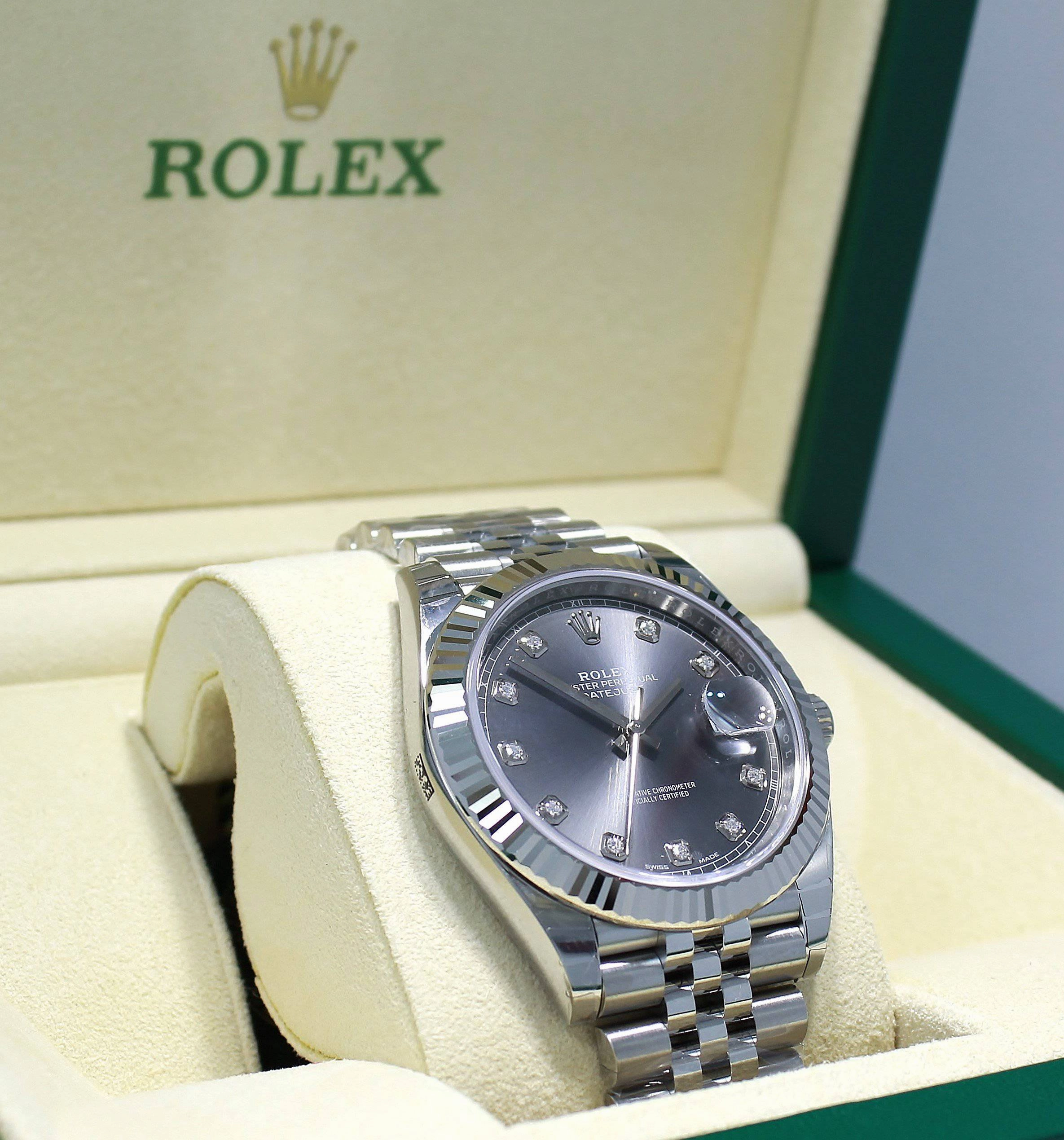 Rolex Datejust 126334 41mm Jubilee Rhodium Diamond Dial 18K White Gold Bezel NEW