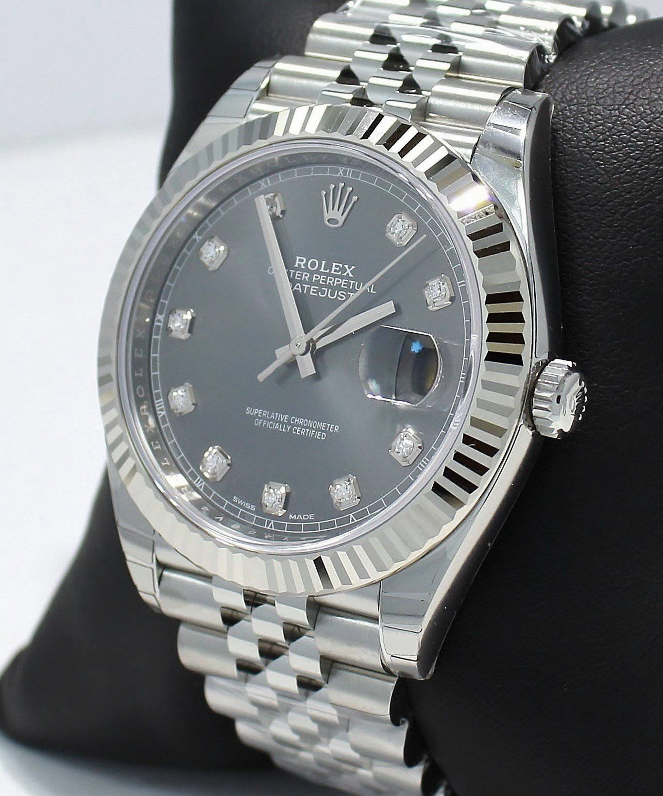 Rolex Datejust 126334 41mm Jubilee Rhodium Diamond Dial 18K White Gold Bezel NEW