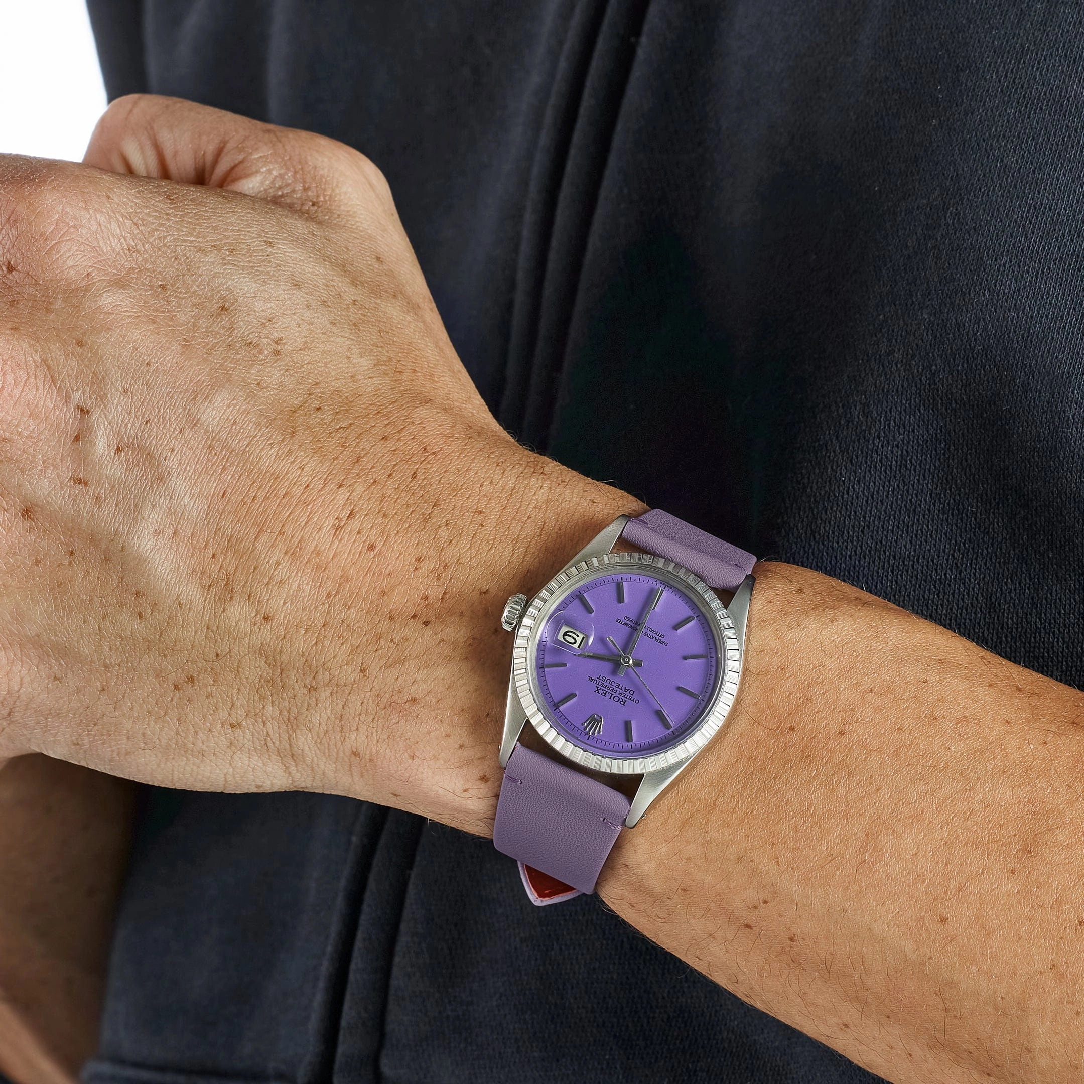 Rolex Datejust 1601 Stainless Steel Aftermarket Lavender Dial