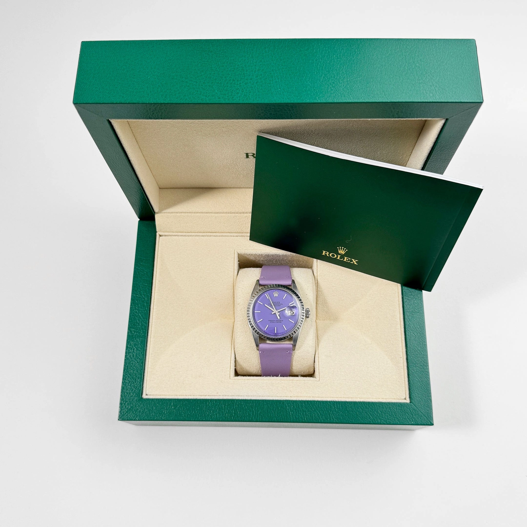 Rolex Datejust 1601 Stainless Steel Aftermarket Lavender Dial