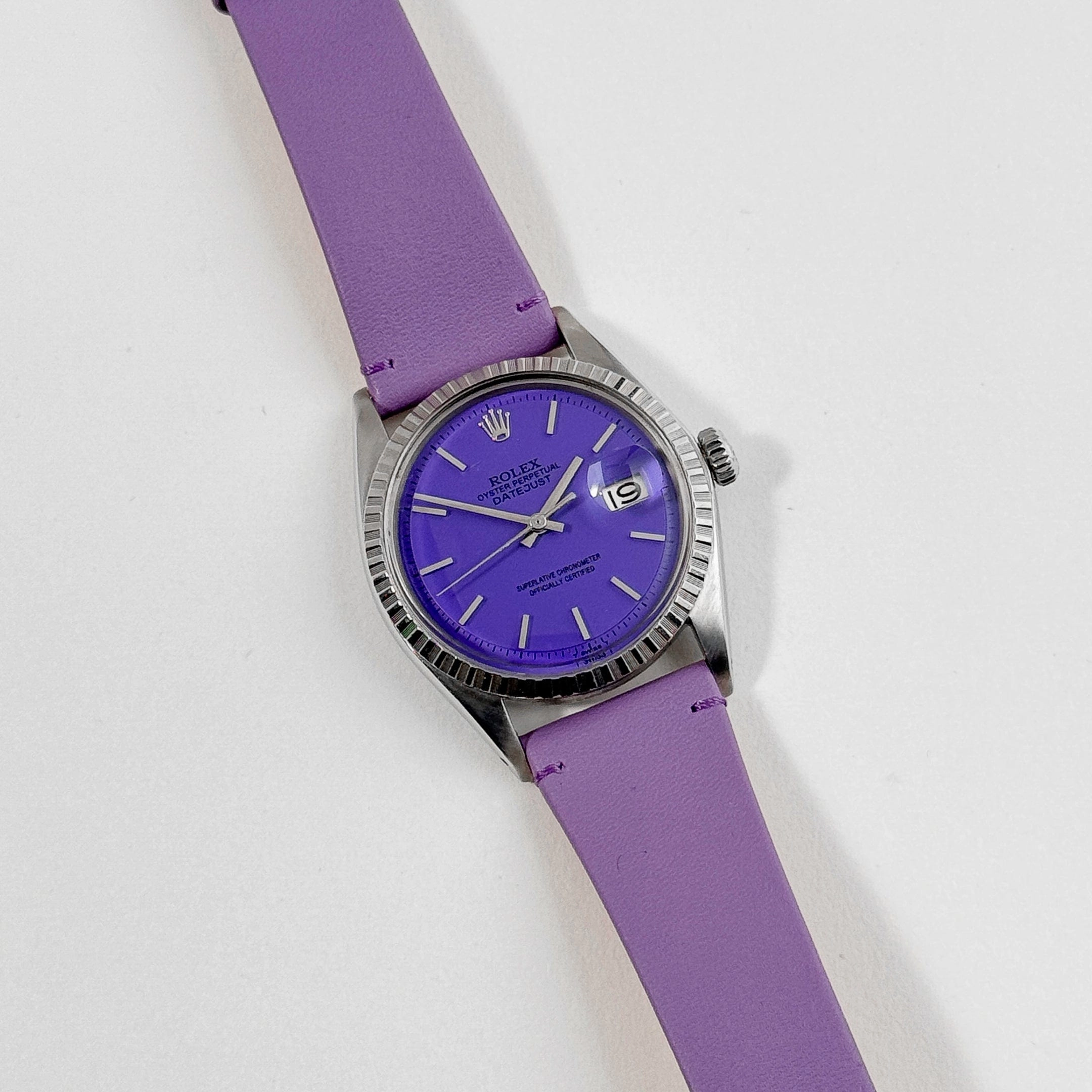 Rolex Datejust 1601 Stainless Steel Aftermarket Lavender Dial