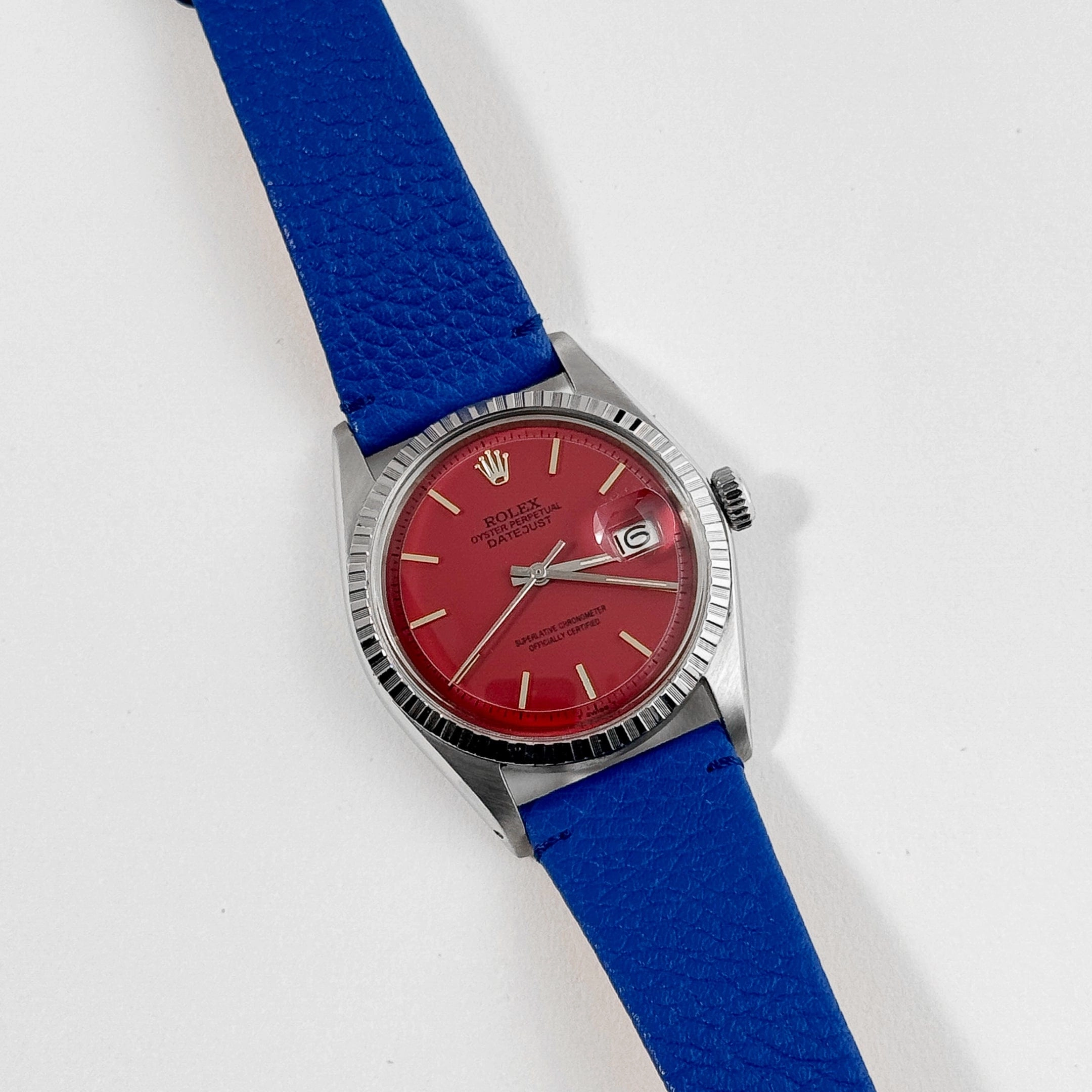 Rolex Datejust 1603 Stainless Steel Aftermarket Red Dial
