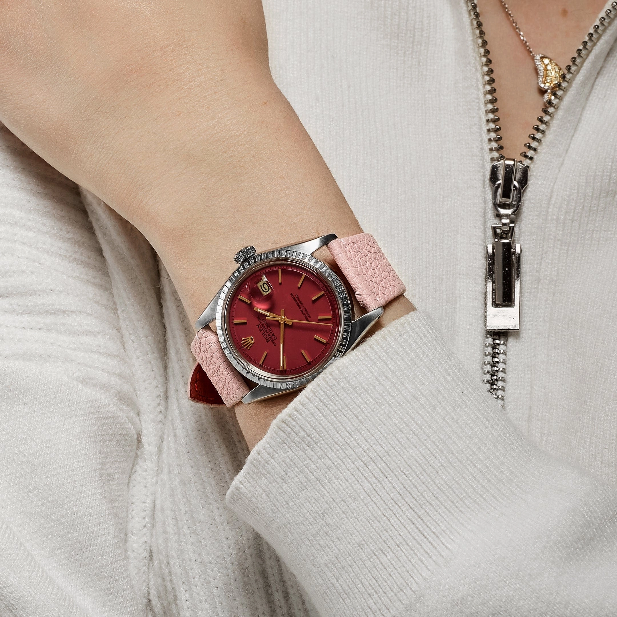 Rolex Datejust 1603 Stainless Steel Aftermarket Red Dial