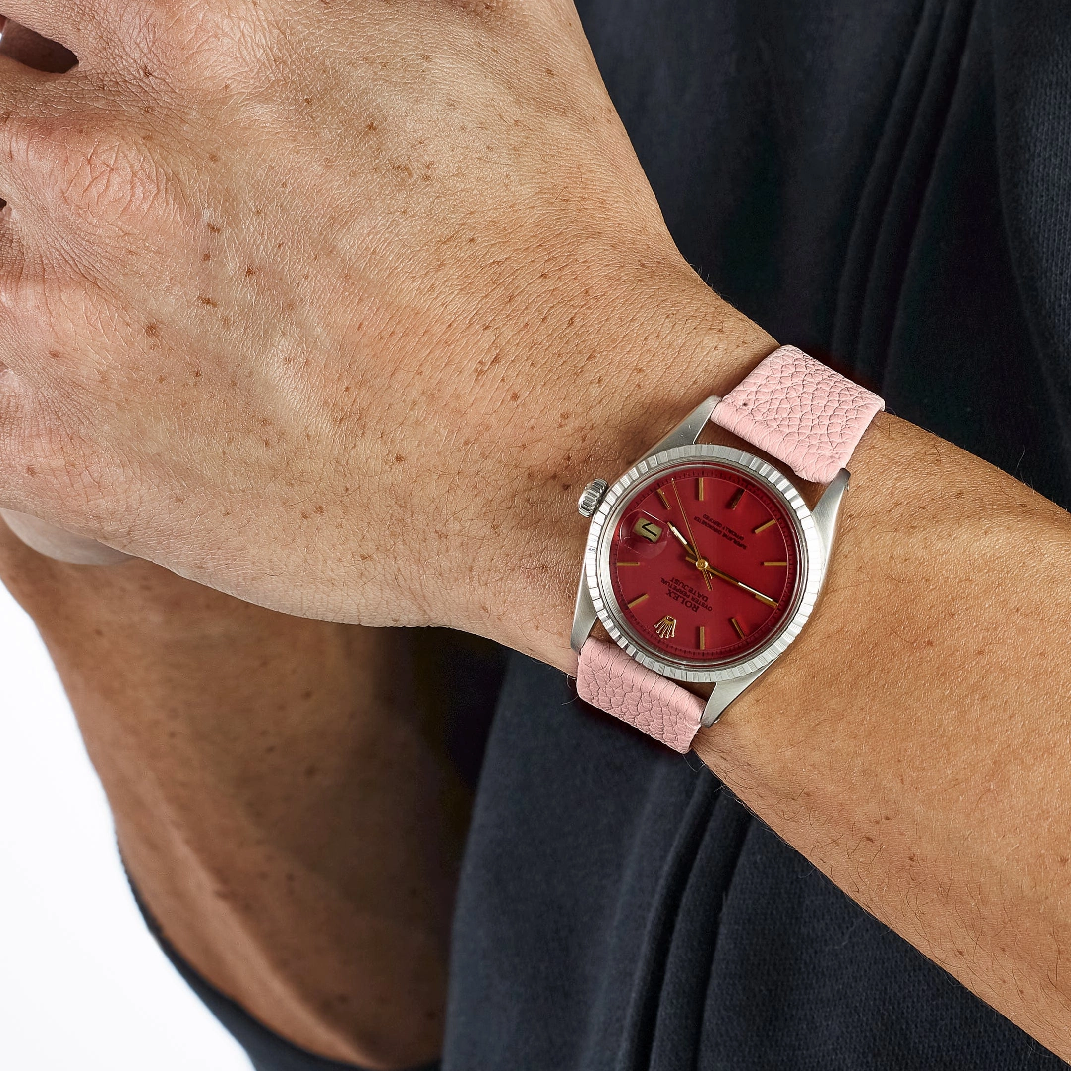 Rolex Datejust 1603 Stainless Steel Aftermarket Red Dial