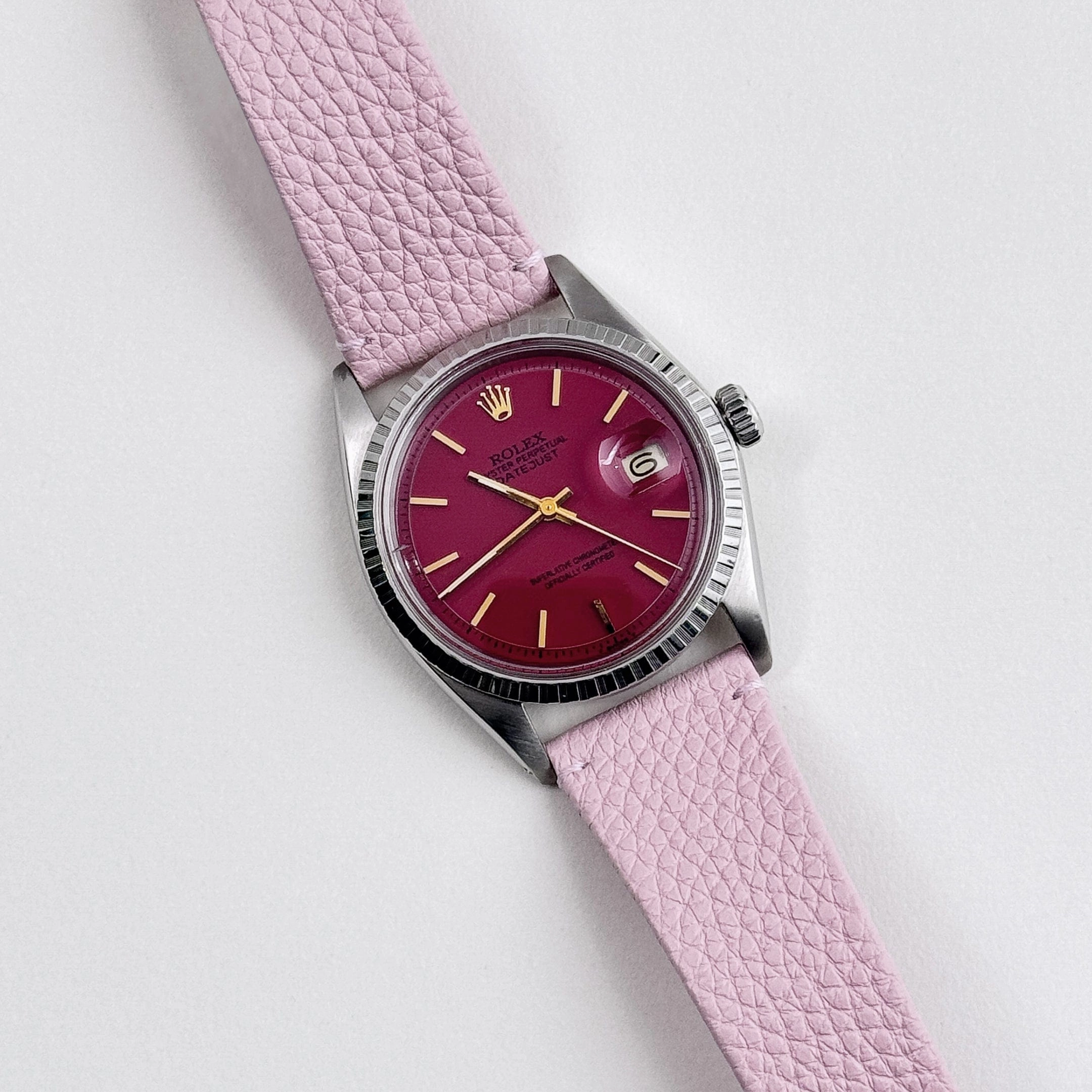 Rolex Datejust 1603 Stainless Steel Aftermarket Red Dial