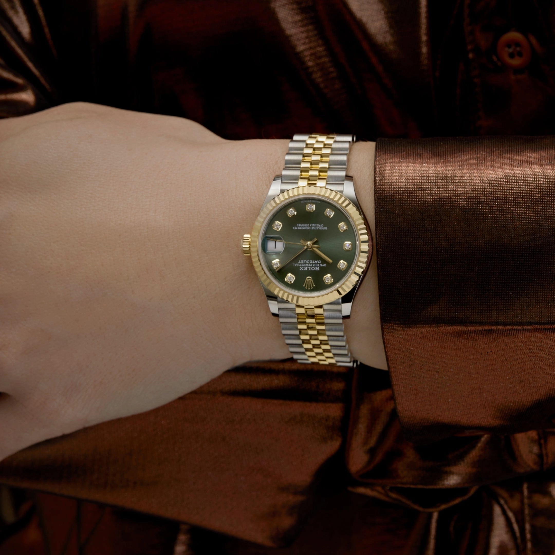 Rolex Datejust 31 278273 'Ladies' Yellow Gold Stainless Steel Green Dial (2023)