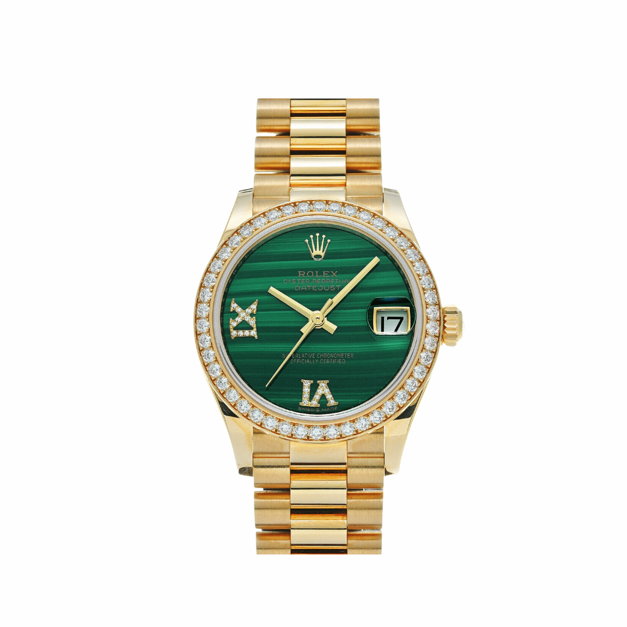 Rolex Datejust 31 278278 'Ladies' Yellow Gold Malachite Diamond Dial (2021)