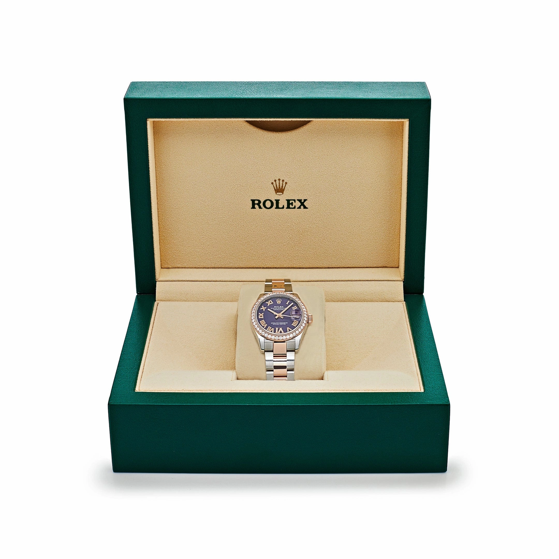 Rolex Datejust 31 278381RBR 'Ladies' Stainless Steel Rose Gold Aubergine Purple Dial Diamond Bezel Oyster (2022)