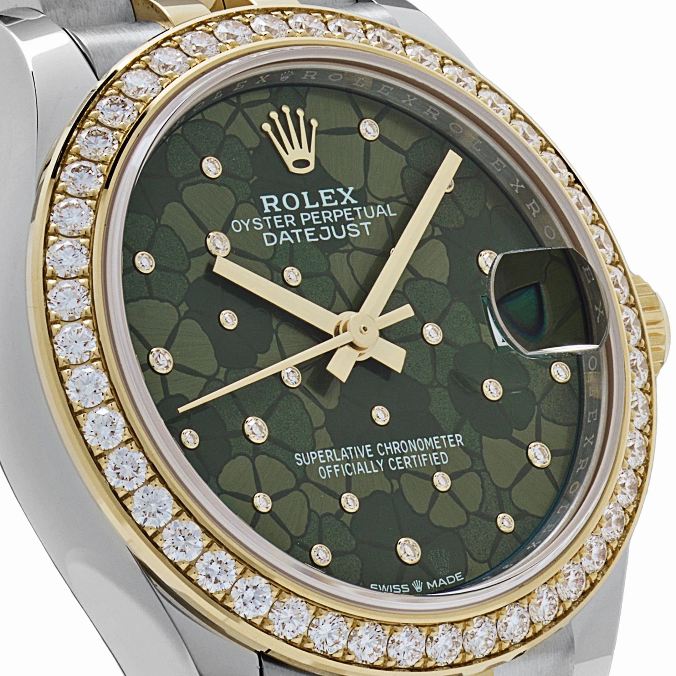 Rolex Datejust 31 278383RBR 'Ladies' Two-Toned Yellow Gold Stainless Steel Green Flower Dial