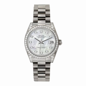 Rolex Datejust 31mm - Ref: 178159 mdp - White Mother of Pearl Diamond Dial & Diamond Bezel & Case, 18K White Gold Presidential Bracelet Women's Watch