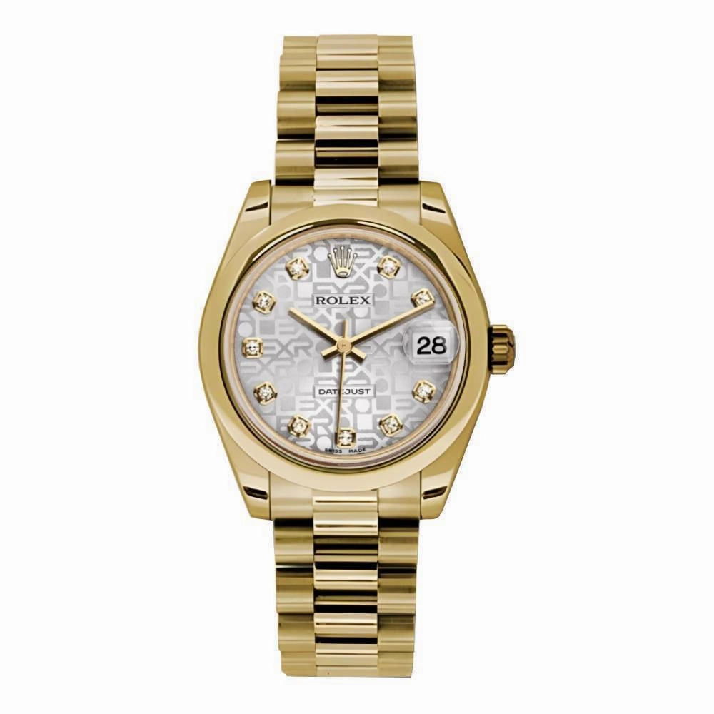 Rolex Datejust 31mm - Ref: 178248 sjdp - Silver Jubilee Dial, 18K Yellow Gold President Bracelet Women's Watch
