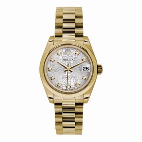 Rolex Datejust 31mm - Ref: 178248 sjdp - Silver Jubilee Dial, 18K Yellow Gold President Bracelet Women's Watch