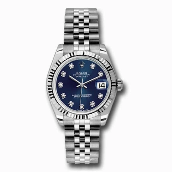 Rolex Datejust 31mm - Ref: 178274-0048 - Blue Diamond Dial, Stainless Steel Jubilee Bracelet Women's Watch