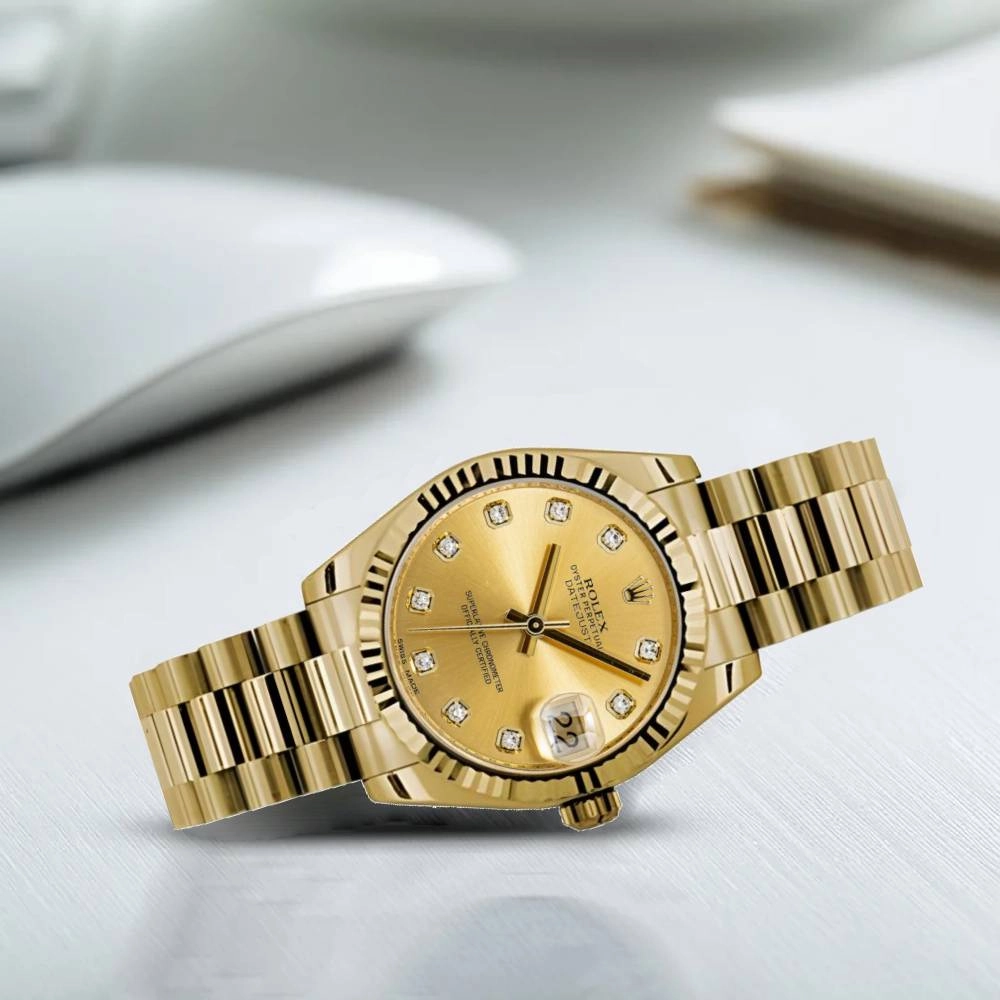 Rolex Datejust 31mm - Ref: 178278 chdp - Champagne Dial, 18K Yellow Gold President Bracelet Women's Watch