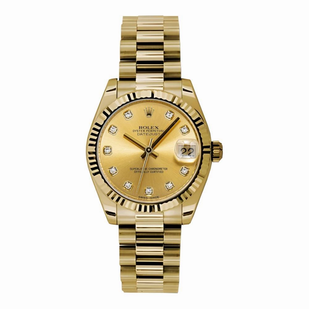 Rolex Datejust 31mm - Ref: 178278 chdp - Champagne Dial, 18K Yellow Gold President Bracelet Women's Watch
