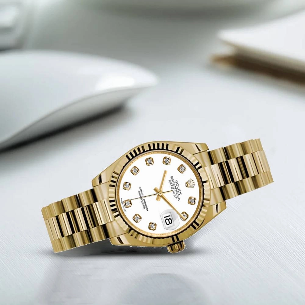 Rolex Datejust 31mm - Ref: 178278 wdp - White Dial, 18K Yellow Gold President Bracelet Women's Watch