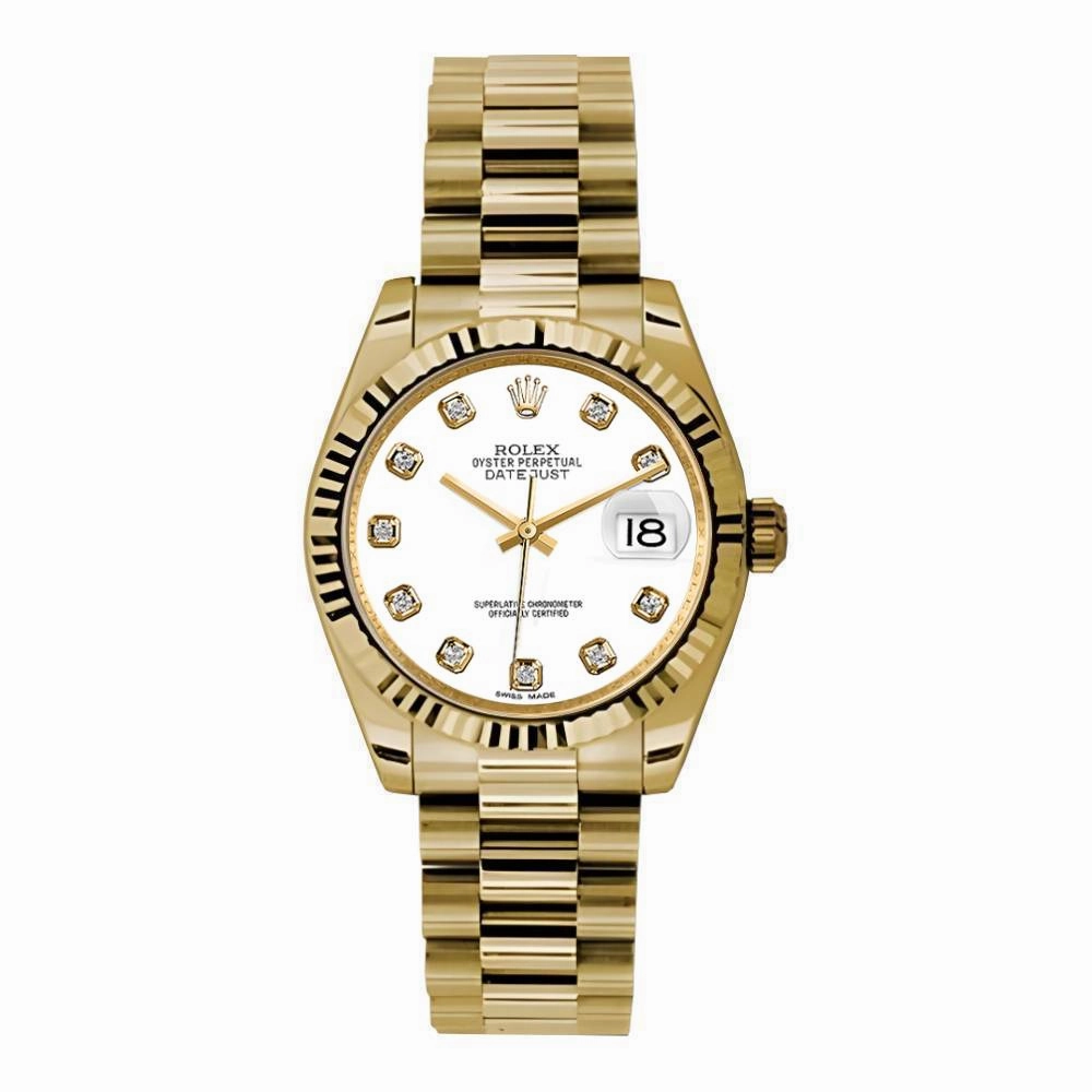 Rolex Datejust 31mm - Ref: 178278 wdp - White Dial, 18K Yellow Gold President Bracelet Women's Watch