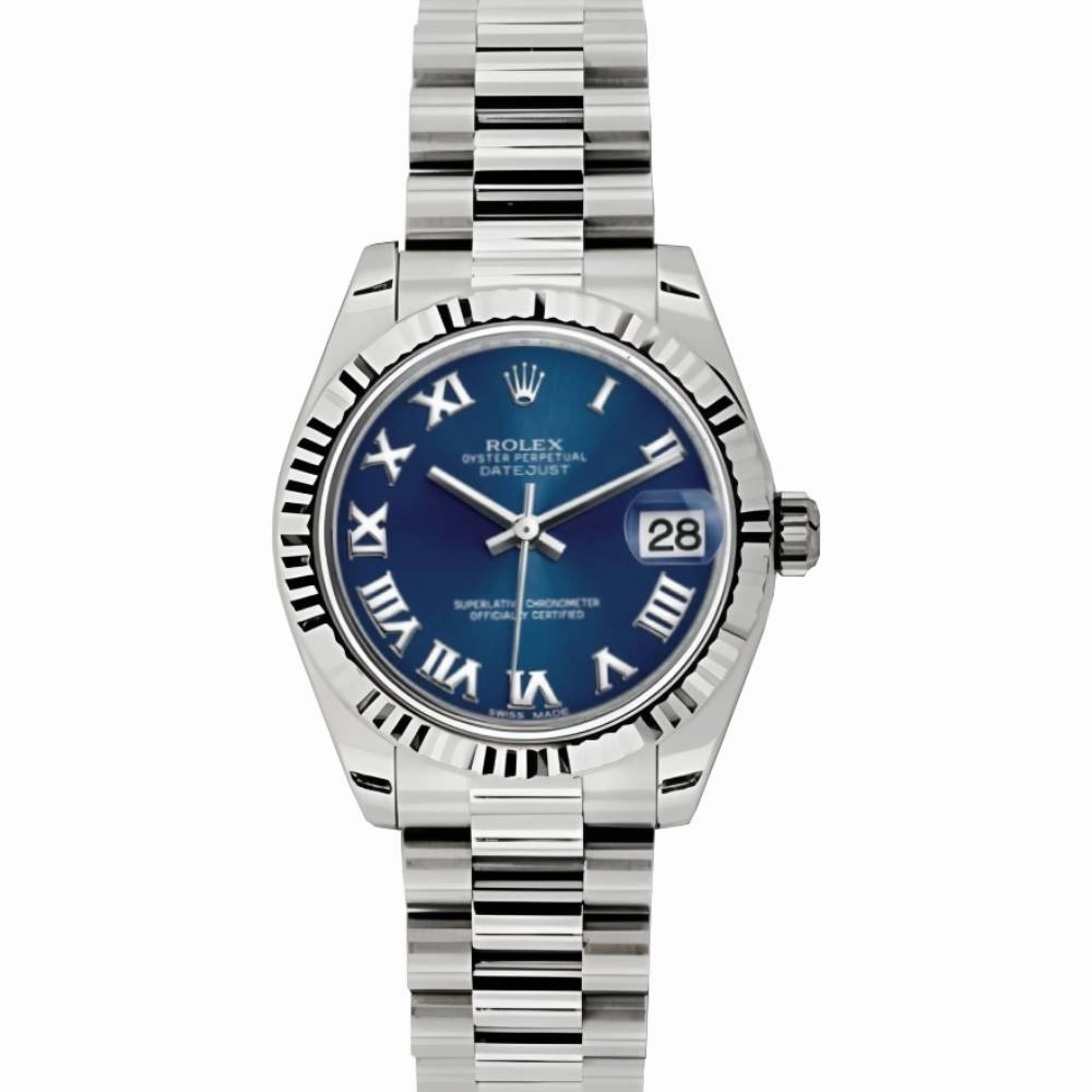 Rolex Datejust 31mm - Ref: 178279 blrp - Blue Dial, 18K White Gold President Bracelet Women's Watch