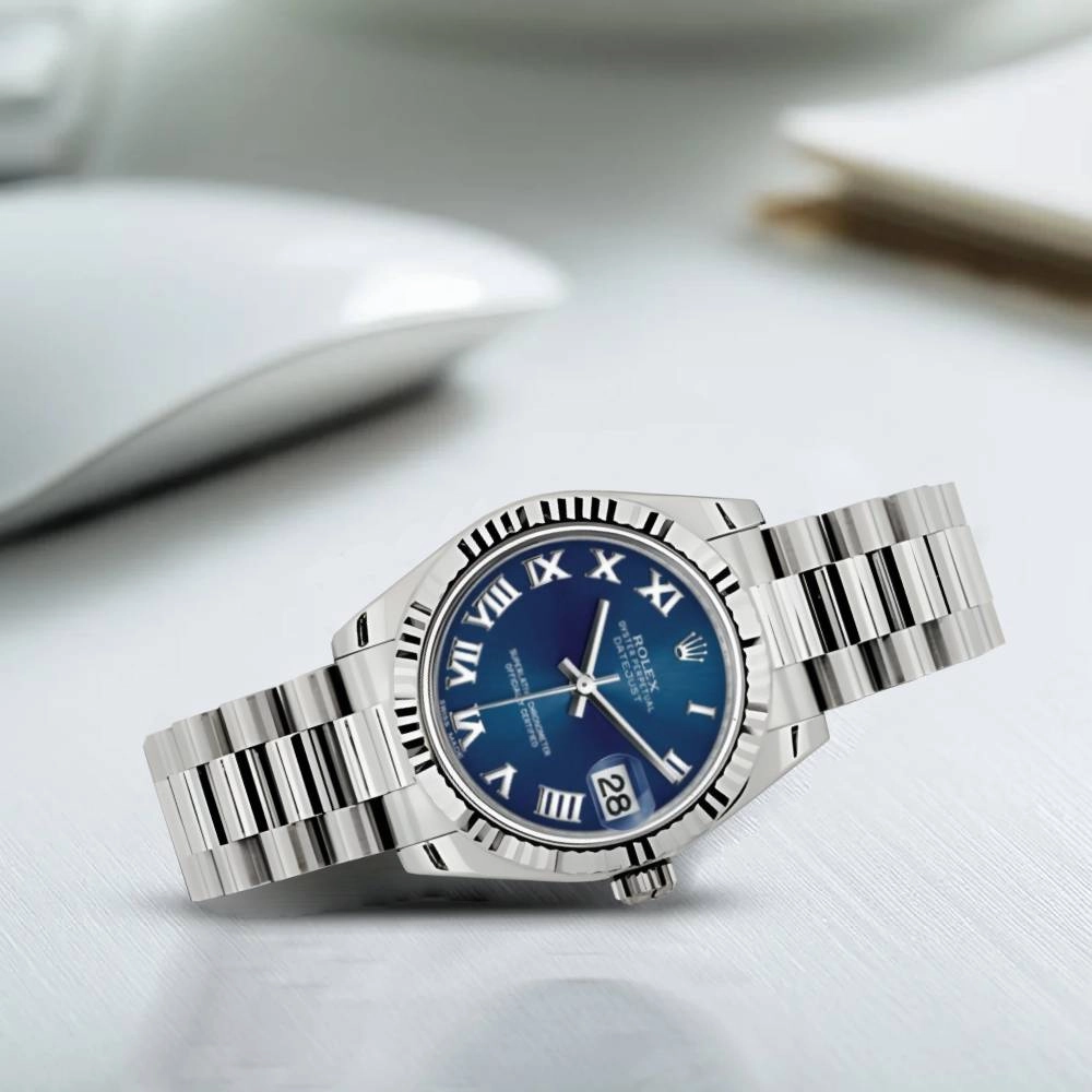 Rolex Datejust 31mm - Ref: 178279 blrp - Blue Dial, 18K White Gold President Bracelet Women's Watch