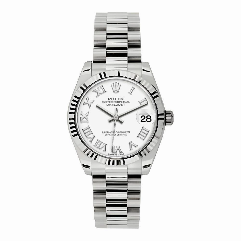 Rolex Datejust 31mm - Ref: 178279 wrp - White Dial, 18K White Gold President Bracelet Women's Watch