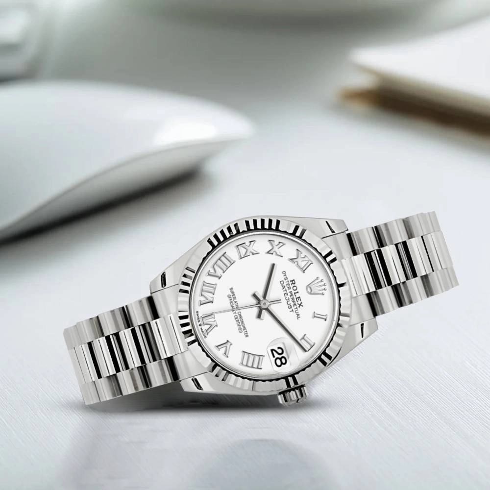 Rolex Datejust 31mm - Ref: 178279 wrp - White Dial, 18K White Gold President Bracelet Women's Watch