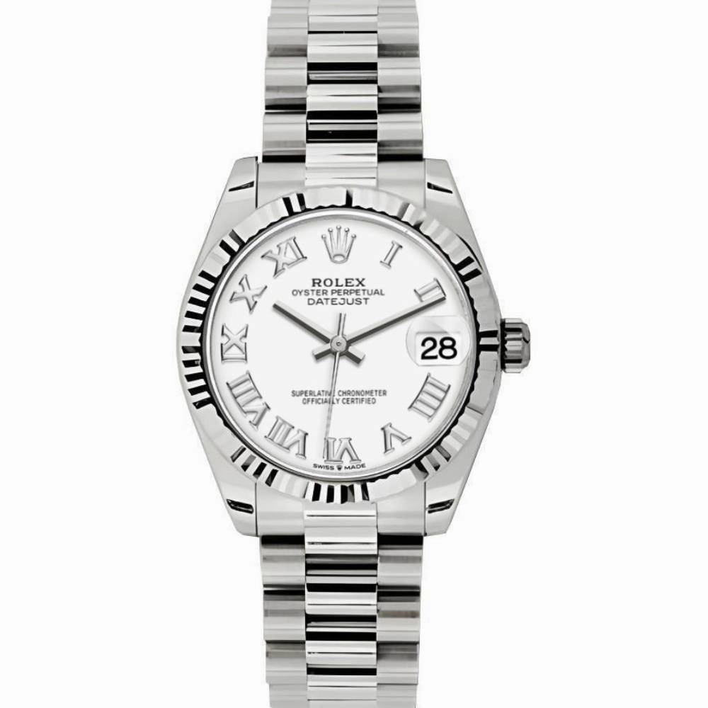 Rolex Datejust 31mm - Ref: 178279 wrp - White Dial, 18K White Gold President Bracelet Women's Watch