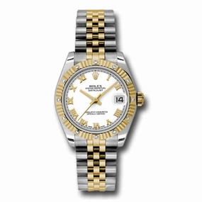 Rolex Datejust 31mm - Ref: 178313 wrj - White Stick Dial & Diamond Bezel, Two Tone Stainless Steel & 18K Yellow Gold Jubilee Bracelet Women's Watch