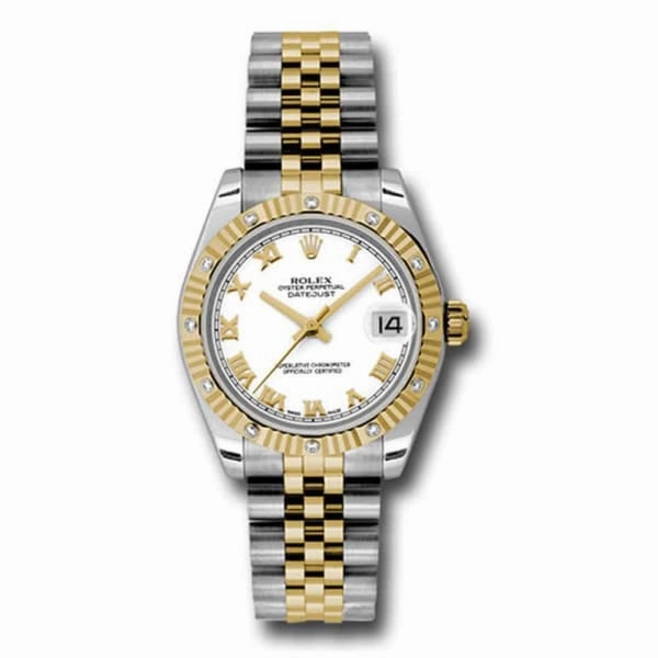 Rolex Datejust 31mm - Ref: 178313 wrj - White Stick Dial & Diamond Bezel, Two Tone Stainless Steel & 18K Yellow Gold Jubilee Bracelet Women's Watch