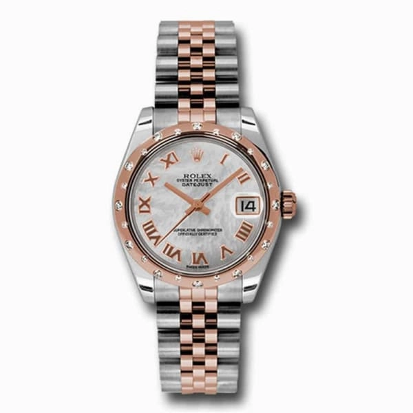Rolex Datejust 31mm - Ref: 178341 mrj - White Mother of Pearl Roman Dial & Diamond Bezel, Two Tone Stainless Steel & 18K Rose Gold Jubilee Bracelet Women's Watch