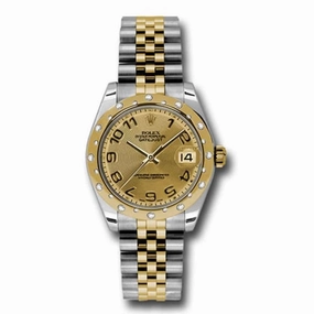 Rolex Datejust 31mm - Ref: 178343 chcaj - Champagne Dial & Diamond Bezel, Two Tone Stainless Steel & 18K Yellow Gold Jubilee Bracelet Women's Watch
