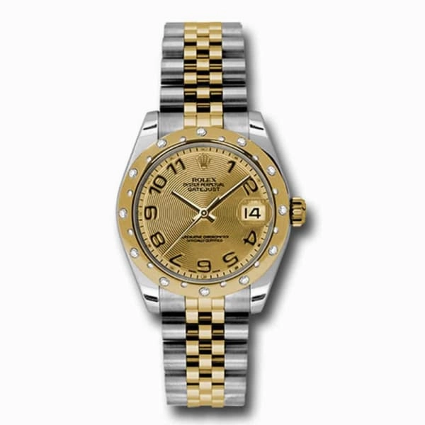 Rolex Datejust 31mm - Ref: 178343 chcaj - Champagne Dial & Diamond Bezel, Two Tone Stainless Steel & 18K Yellow Gold Jubilee Bracelet Women's Watch