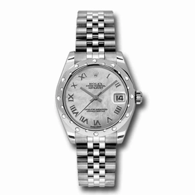 Rolex Datejust 31mm - Ref: 178344-0007 - Silver Mother of Pearl Dial & Diamond Bezel, Stainless Steel Jubilee Bracelet Women's Watch