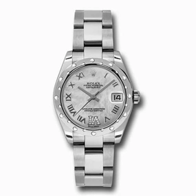 Rolex Datejust 31mm - Ref: 178344-0024 - Silver Mother of Pearl Dial & Diamond Bezel, Stainless Steel Oyster Bracelet Women's Watch