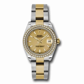 Rolex Datejust 31mm - Ref: 178383 chio - Champagne Stick Dial & Diamond Bezel, Two Tone Stainless Steel & 18K Yellow Gold Oyster Bracelet Women's Watch