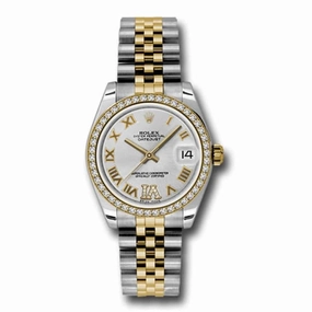 Rolex Datejust 31mm - Ref: 178383 sdrj - Silver Roman Diamond Dial & Diamond Bezel, Two Tone Stainless Steel & 18K Yellow Gold Jubilee Bracelet Women's Watch