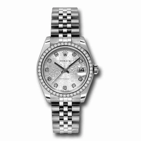 Rolex Datejust 31mm - Ref: 178384-0001 - Silver Dial & Diamond Bezel, Stainless Steel Jubilee Bracelet Women's Watch