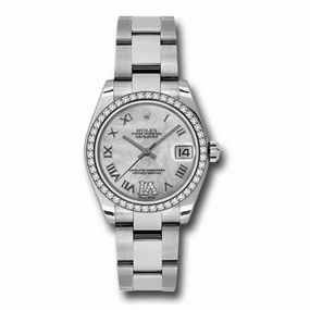 Rolex Datejust 31mm - Ref: 178384-0014 - White Mother of Pearl Dial & Diamond Bezel, Stainless Steel Oyster Bracelet Women's Watch