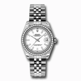 Rolex Datejust 31mm - Ref: 178384-0030 - White Dial & Diamond Bezel, Stainless Steel Jubilee Bracelet Women's Watch