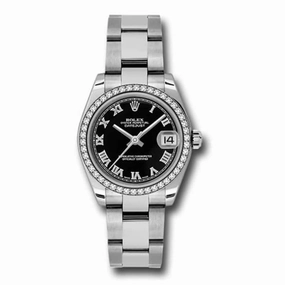 Rolex Datejust 31mm - Ref: 178384-0055 - Black Dial & Diamond Bezel, Stainless Steel Oyster Bracelet Women's Watch