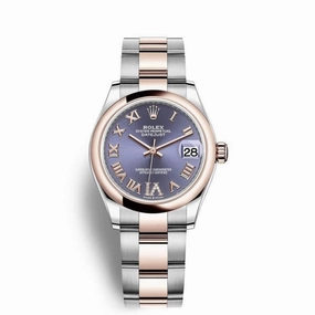 Rolex Datejust 31mm - Ref: 278241-0019 - Aubergine Purple Roman Diamond Dial, Two Tone Stainless Steel & 18K Rose Gold Oyster Bracelet Women's Watch