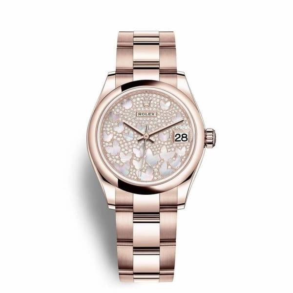 Rolex Datejust 31mm - Ref: 278245-0019 - White Mother of Pearl Dial, 18K Rose Gold Oyster Bracelet Women's Watch