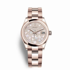 Rolex Datejust 31mm - Ref: 278245-0019 - White Mother of Pearl Dial, 18K Rose Gold Oyster Bracelet Women's Watch